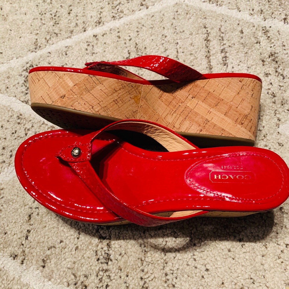 Red Coach Wedge Sandals